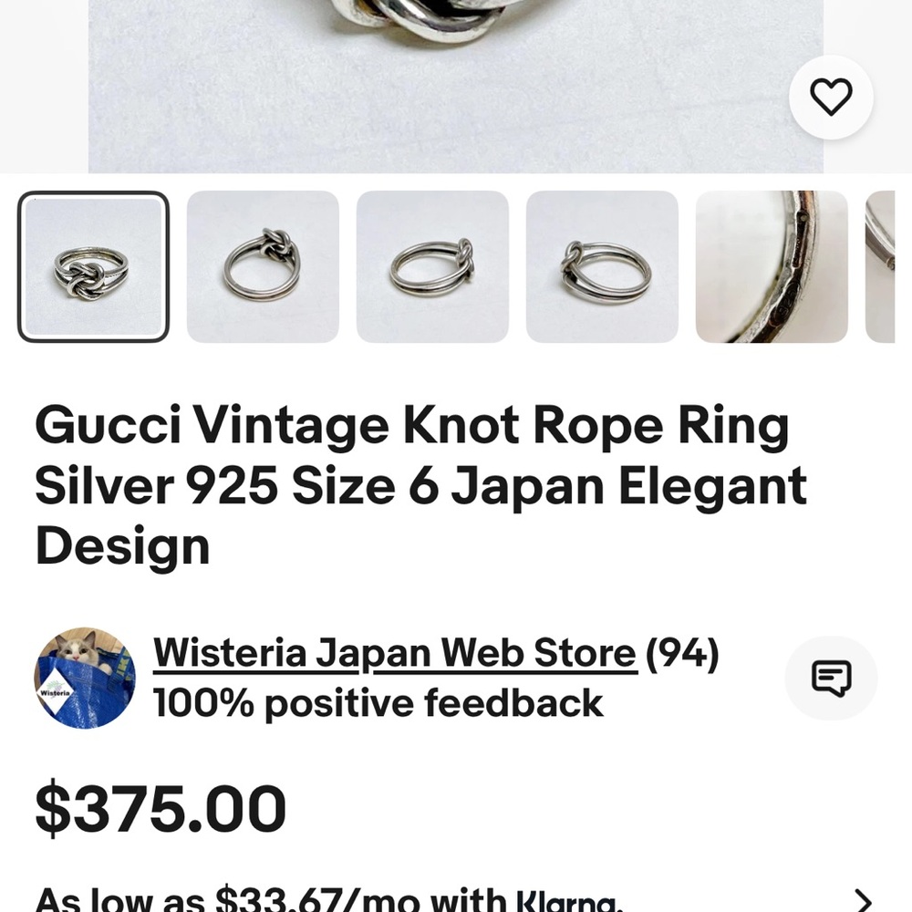 Gucci Elegant Silver Knot Ring authentic Euc size 4.75 to 5 - Picture 12 of 12
